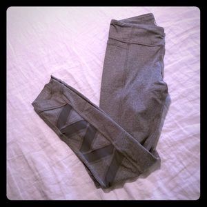 Athleta Girl gray leggings with mesh detail
